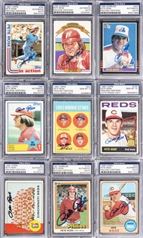 1963-1987 Assorted Brands Pete Rose PSA-Graded Signed Card Collection (27 Different) Including Rookie Card Examples! - PSA/DNA Authentic